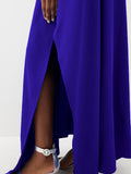 Momentlover Long Sleeves Solid Color Split-Side One-Shoulder Evening Dresses Maxi Dresses