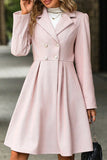 Momentlover Elegant Solid Buttons Fold Turn-back Collar Waist Skirt Dresses YE9976