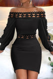 Momentlover Sexy Solid Hollowed Out Off the Shoulder Wrapped Skirt Dresses YE9992