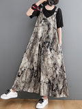 Momentlover Vintage  Printed Loose Wide Leg  Overalls