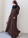 Momentlover Simple 6 Colors Plus Size Loose Long Sleeve Casual Dress