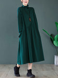 Momentlover Original Solid High-Neck Knitting Dress