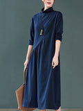 Momentlover Original Solid High-Neck Knitting Dress