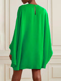 Momentlover Simple Long Batwing Sleeves Solid Color Round-Neck Mini Dresses