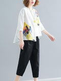 Momentlover Printed Shirt + Solid Wide Leg Pants