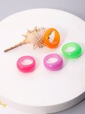 Momentlover 4 Pcs Solid Color Geometric Rings Accessories