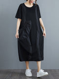 Momentlover Simple Casual Solid Color Split-Joint Midi Dress