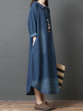 Momentlover Loose Denim Shirt Maxi Dresses