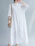 Momentlover Original Solid Round-Neck Shirts Dress