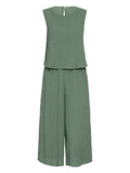 Momentlover Solid Color Wide Leg Sleeveless Round-neck Jumpsuits