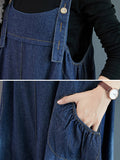 Momentlover Simple Denim Buttoned Overalls&Dress