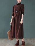 Momentlover Original Solid High-Neck Knitting Dress