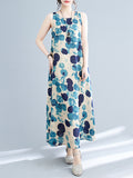 Momentlover Polka-Dot Sleeveless Loose Round-Neck Maxi Dresses