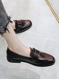 Momentlover Square-Toe Shallow Cut Loafers