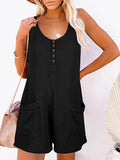 Momentlover Split-Joint Sleeveless Loose U-Neck Rompers