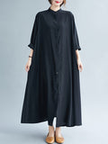 Momentlover Original Solid Round-Neck Shirts Dress