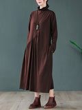 Momentlover Original Solid High-Neck Knitting Dress