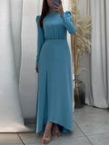 Momentlover Solid Color High-Waisted Tied Waist A-Line Bodycon Maxi Dresses