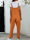 Momentlover Solid Color Buttoned Loose Overalls