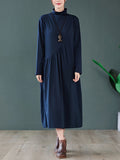 Momentlover Original Solid High-Neck Knitting Dress