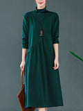 Momentlover Original Solid High-Neck Knitting Dress