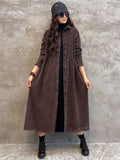 Momentlover Original Solid Corduroy Lapel Dress