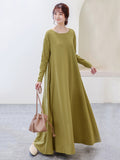 Momentlover Simple 6 Colors Plus Size Loose Long Sleeve Casual Dress