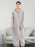 Momentlover Comfortable Hooded Zipper Warm Pajama Robe