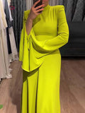 Momentlover Ruffle Sleeves Skinny Belted Solid Color Round-Neck Maxi Dresses