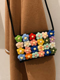 Momentlover Knitted Flower Flower Print Crossbody Bags Bags