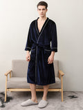 Momentlover Comfortable Solid Bandage V-Neck Pajama Robe