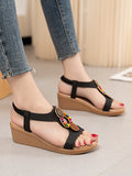 Momentlover Peep Toe Open Toe Elasticity Wedges & Flatform Sandals