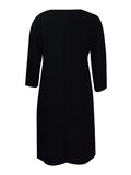 Momentlover Vacation Long Sleeves A-Line Pleated Solid Color Round-Neck Midi Dresses