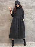 Momentlover Original Solid Corduroy Lapel Dress