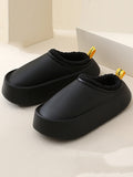 Momentlover Home Non-Slip Keep Warm Velvet Waterproof Solid Color Slippers