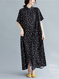 Momentlover Original Polka-Dot Stand Collar Shirts Dress