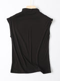 Momentlover Simple Solid Color Sleeveless Casual High-Neck Vest