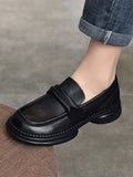 Momentlover Square-Toe Solid Color Round-Toe Shoes