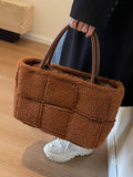 Momentlover Woven Velvet Split-Joint Handbags Bags