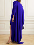 Momentlover Long Sleeves Solid Color Split-Side One-Shoulder Evening Dresses Maxi Dresses