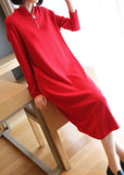 Momentlover Boho Red Stand Collar Zip Up Knit Maxi Dresses Spring LY1451