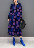 Momentlover French Purple Rose Print Slim Fit Knit Long Dress Spring LY1666