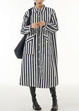 Momentlover Unique White Peter Pan Collar Striped Pockets Patchwork Cotton Shirts Dress Spring LY1162