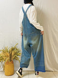 Momentlover Vintage Denim Embroidered Wide Leg Jumpsuits