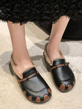 Momentlover Split-Joint Shallow Cut Round-Toe Flat Shoes