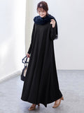 Momentlover Simple 6 Colors Plus Size Loose Long Sleeve Casual Dress