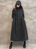 Momentlover Original Solid Corduroy Lapel Dress