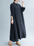 Momentlover Original Solid Round-Neck Shirts Dress