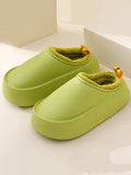 Momentlover Home Non-Slip Keep Warm Velvet Waterproof Solid Color Slippers