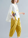 Momentlover Printed Shirt + Solid Wide Leg Pants